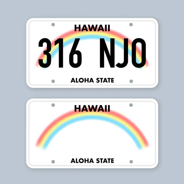 Kennzeichen Von Hawaii Autokennzeichen Vektoraktiendarstellung — Stockvektor