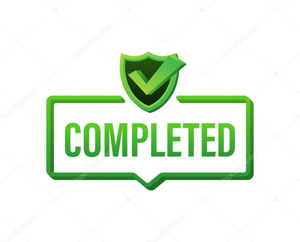 Completed tick, Checkmark stamp, sticker Vector stock illustration