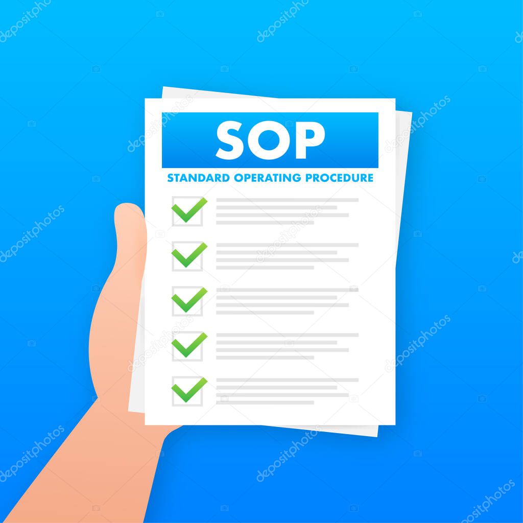 SOP - Standard Operating Procedure. Vector stock illustration