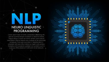 NLP - Nöro dilbilimsel programlama, tıbbi konsept. Vektör stok illüstrasyonu