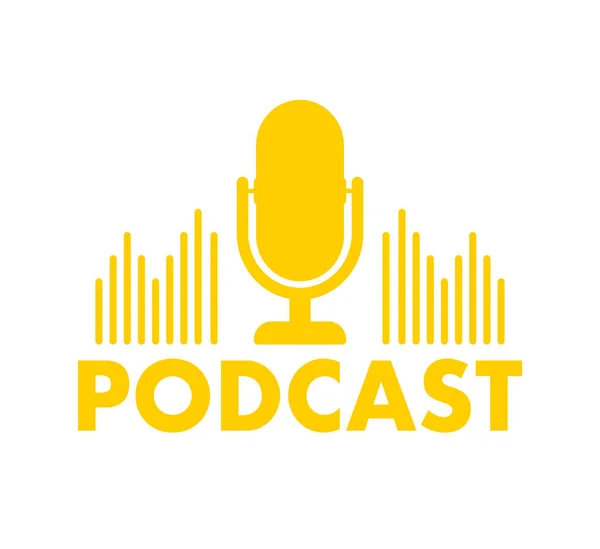 Podcast Badge Logo Timbro Icona Illustrazione Stock Vettoriale — Vettoriale Stock