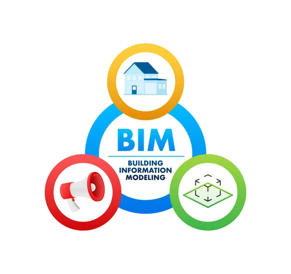 Bim Building Information Modeling Software Development Industry Construction Vector Illustration — ストックベクタ