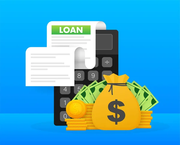 Contrat Prêt Emprunter Argent Prêt Bancaire Contrat Crédit Crédit Bancaire — Image vectorielle