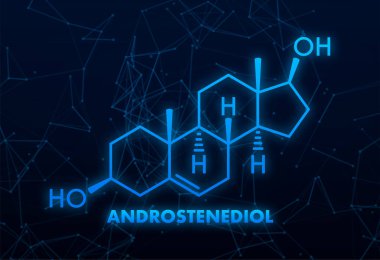 Androstenediol formüllü bir resim. Yapısal kimyasal formül.