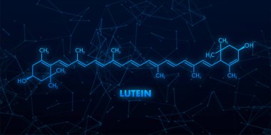 Lutein formula. Lutein yellow-orange plant pigment molecule clipart
