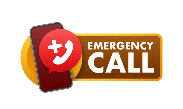 Flat Illustration Red Emergency Call Concept Design Call Icon Vector — стоковый вектор