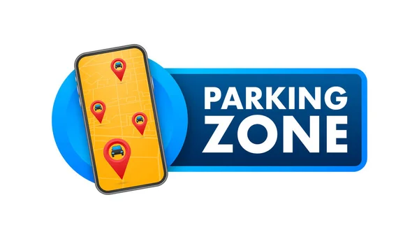 Parkschild Parkzonen Karte Straßenschild Parkplatz Ikone Vektoraktiendarstellung — Stockvektor