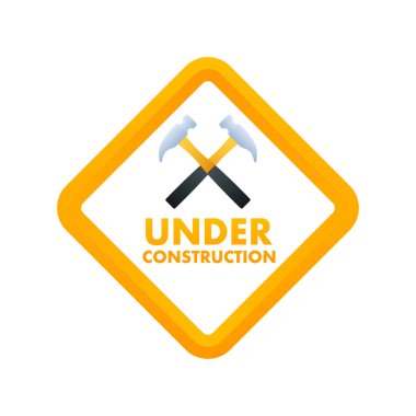 Under construction label. Border stripe web. Vector illustration