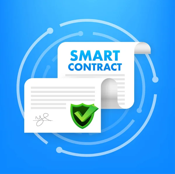 Digital Smart Contract Financial Investment Trade Financial Management Concept Block — Stock Vector