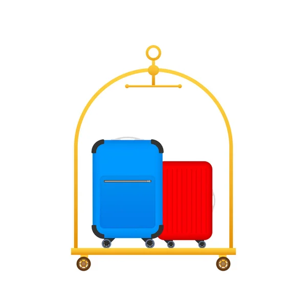 Hotel Luggage Cart Hotel Briefcase Suitcases Cart Vector Stock Illustration — Stockový vektor
