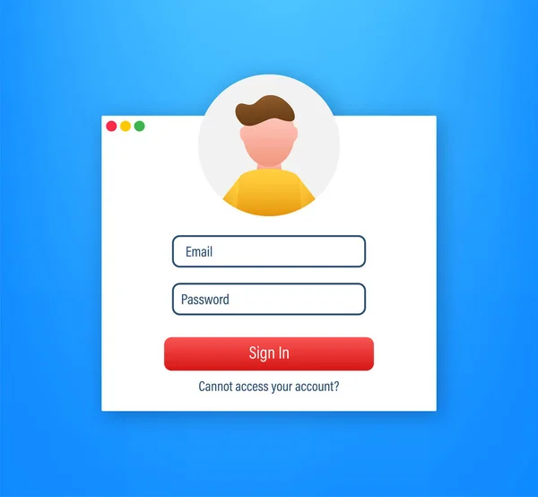 Page Connexion Sur Écran Ordinateur Portable Carnet Notes Formulaire Connexion — Image vectorielle