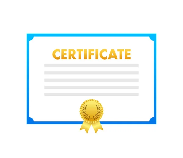 Certificate Icon License Badge Paper Graduation Award Gold Medal Vector — Vector de stock