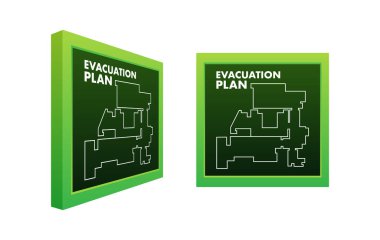 Evacuation plan of the building in case of fire. Fire safety. Vector stock illustration