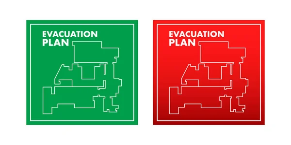 Evacuation Plan Building Case Fire Fire Safety Vector Stock Illustration — ストックベクタ