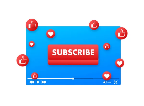 Subscribe Button Blogging Promotion Social Media Concept Streaming Video Vector — 图库矢量图片