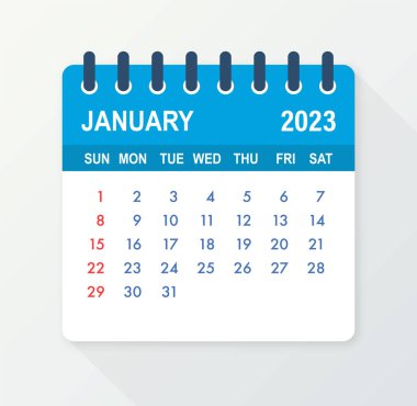 January 2023 Calendar Leaf. Calendar 2023 in flat style. Vector illustration