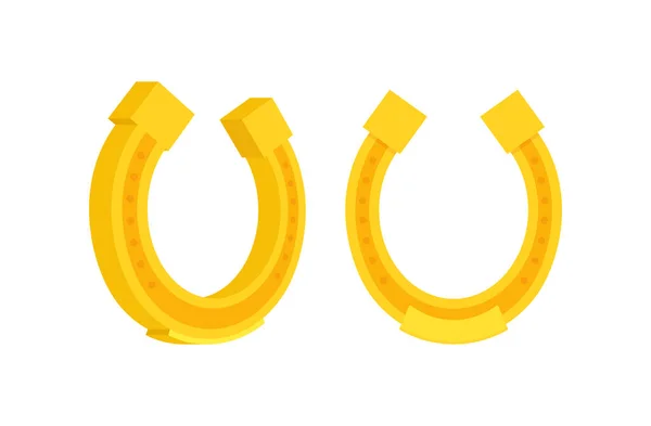 Golden Horseshoe Icon Good Luck Sign Vector Stock Illustration — Stok Vektör