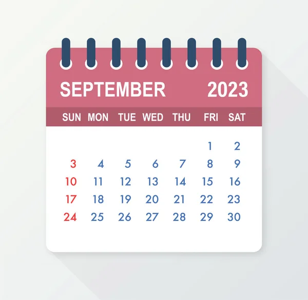 September 2023 Calendar Leaf Calendar 2023 Flat Style Vector Illustration — Wektor stockowy