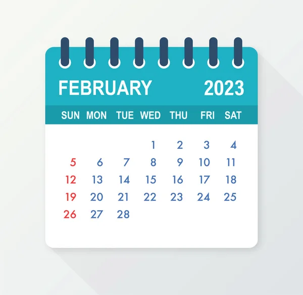 February 2023 Calendar Leaf Calendar 2023 Flat Style Vector Illustration — Stockvektor