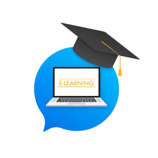 Learning Online Education Concept Banner Online Training Courses Tutorials Vector — Stok Vektör