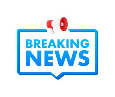 Hand Holding Megaphone with breaking news. Megaphone banner. Web design. Vector stock illustration