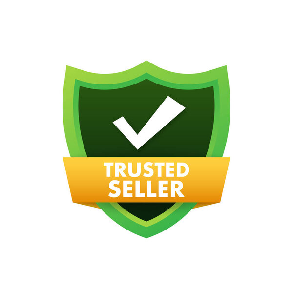 Trusted seller label. Marketplace is trustworthy. Vector stock illustration