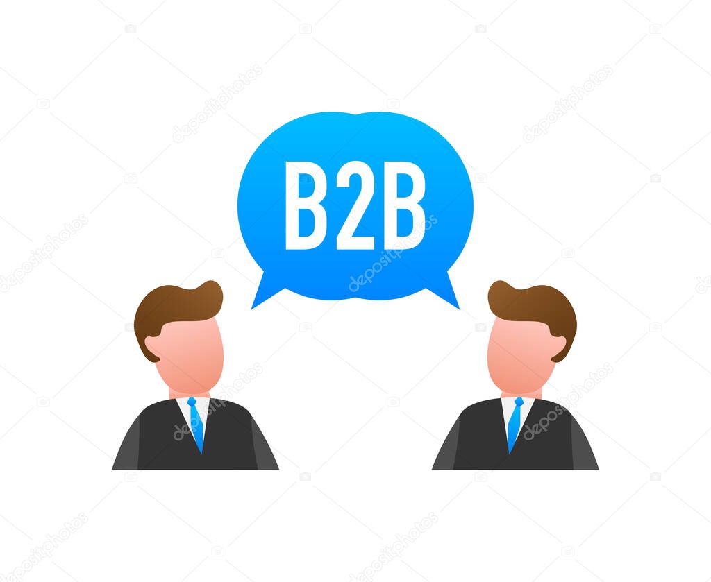 B2B sales person selling products. Business-to-business sales, B2B sales method. Vector illustration