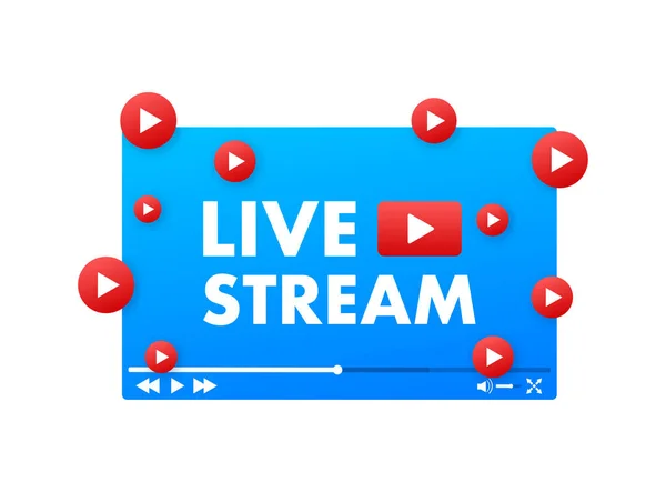 Live Stream Badge Emblem Για Μετάδοση Απευθείας Σύνδεση Τηλεοπτική Μετάδοση — Διανυσματικό Αρχείο
