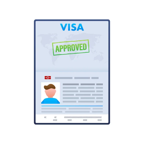 Demande Visa Autorisation Voyager Visa Immigration Illustration Vectorielle — Image vectorielle