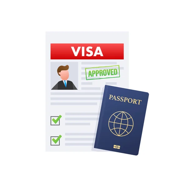 Demande Visa Autorisation Voyager Visa Immigration Illustration Vectorielle — Image vectorielle