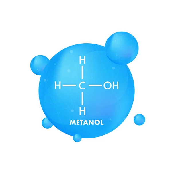 Concepto Metanol Fórmula Química Icono Etiqueta Texto Fuente Vector Ilustración — Vector de stock