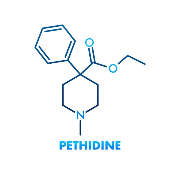 Pethidine Έννοια Χημική Ετικέτα Εικονίδιο Τύπο Κείμενο Γραμματοσειρά Διανυσματική Απεικόνιση — Διανυσματικό Αρχείο