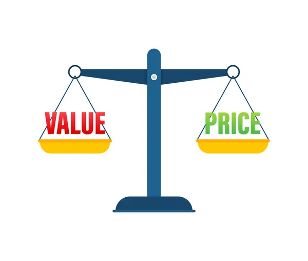Valor Balanço Preços Escala Equilíbrio Escala Conceito Negócio Ilustração Vetorial — Vetor de Stock