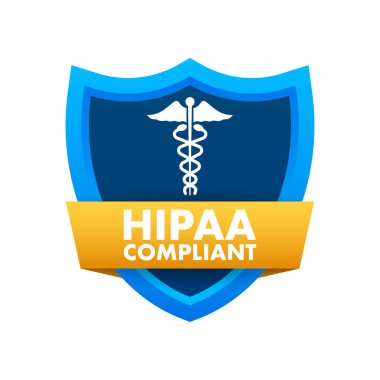 Hipaa uyumlu. İşaretleme simgesi. Vektör tasarımı. Logo sembolü. Vektör stok illüstrasyonu.