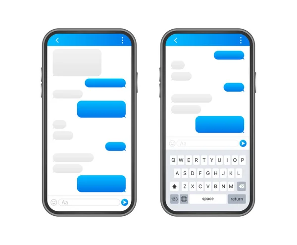 Aplikacja Interfejsu Czatu Oknem Dialogowym Clean Mobile Design Concept Posłaniec — Wektor stockowy