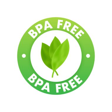 Yeşil renkli BPA içermeyen Amblemler, rozet, logo, simge. Vektör Stok illüstrasyon