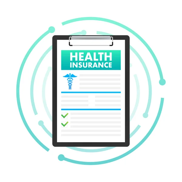 Health Insurance Concept Medical Document Clipboard Vector Illustration — Stock Vector