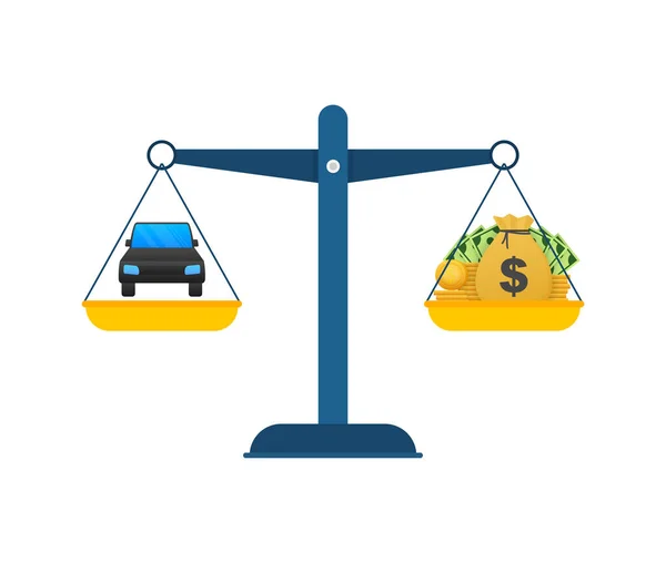 Χρήματα Αυτοκίνητο Διανυσματική Απεικόνιση Επίπεδο Εικονίδιο Λευκό Φόντο Επίπεδη Διανυσματική — Διανυσματικό Αρχείο