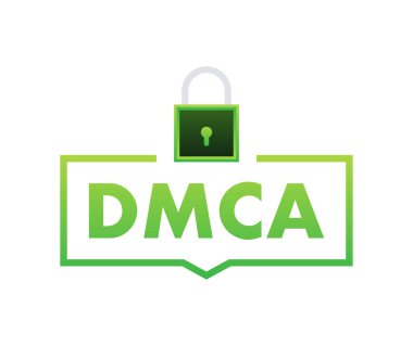 DMCA - Dijital Milenyum Telif Hakları Yasası. Metin yazarı ve serbest yazar. Fikri mülkiyet. Vektör stok illüstrasyonu