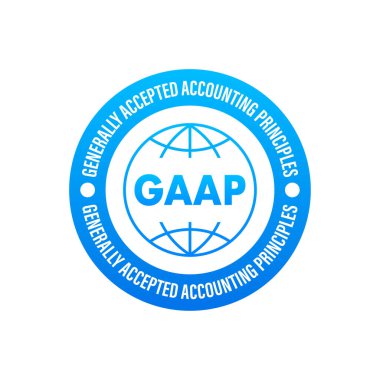 GAAP - genel olarak kabul edilen muhasebe prensipleri etiketi simgesi, rozet. Vektör stok illüstrasyonu