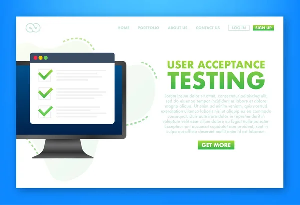 Uat User Acceptance Testing Softwaretestkonzept Entwicklungsqualität Vektoraktiendarstellung — Stockvektor