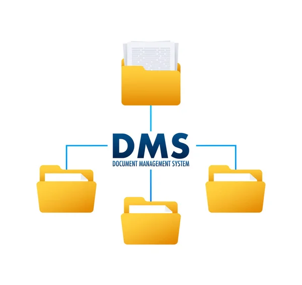System Zarządzania Dokumentami Dms Biznes Cyfrowy Ikona Przechowywania Chmurze Dane — Wektor stockowy