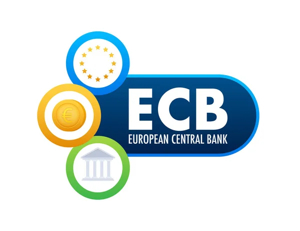 Ecb Europeiska Centralbanken Centralbanken Och Nationella Finansinstitut Illustration Vektorbeståndet — Stock vektor