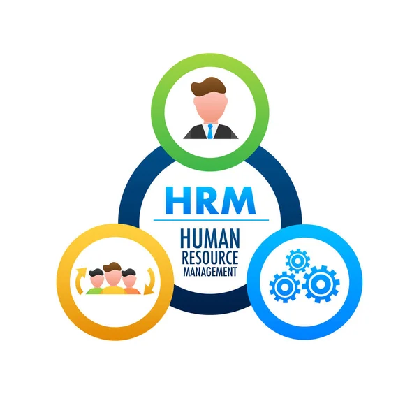 Hrm Human Resource Management Ikon Etikettmärke Illustration Vektorbeståndet — Stock vektor