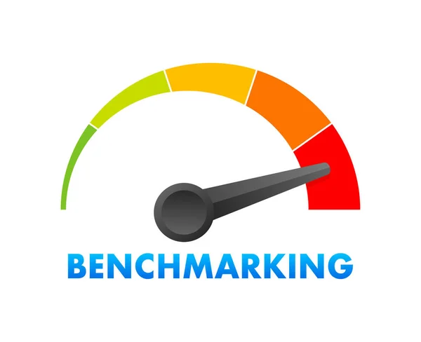 Benchmarking Speedometer General Indicator Business Concept Vector Stock Illustration — Stock Vector