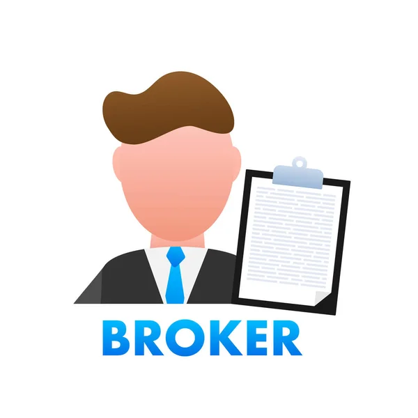 Icona Del Broker Negoziazione Borsa Illustrazione Dello Stock Vettoriale — Vettoriale Stock