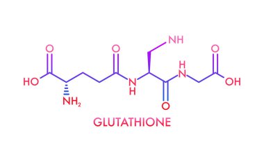 Glutathione kimyasal formülü. Düşük glutathione, GSH. Vitamin çözeltisi. Vektör stok illüstrasyonu
