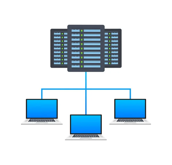 Archiviazione Cloud Cloud Computing Online Rete Connessione Server Datacenter Illustrazione — Vettoriale Stock