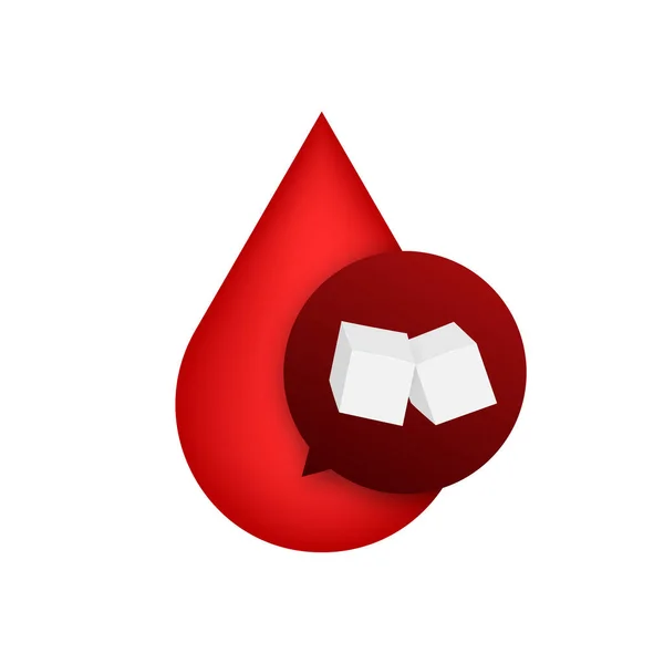 Icône Plate Avec Sang Glucose Rouge Pour Conception Concept Icône — Image vectorielle
