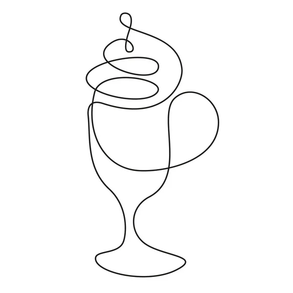 Doodle coffee glass with latte. Simple continuous outline drawing. Hand drawn design element. Milk cocktail. — Vetor de Stock